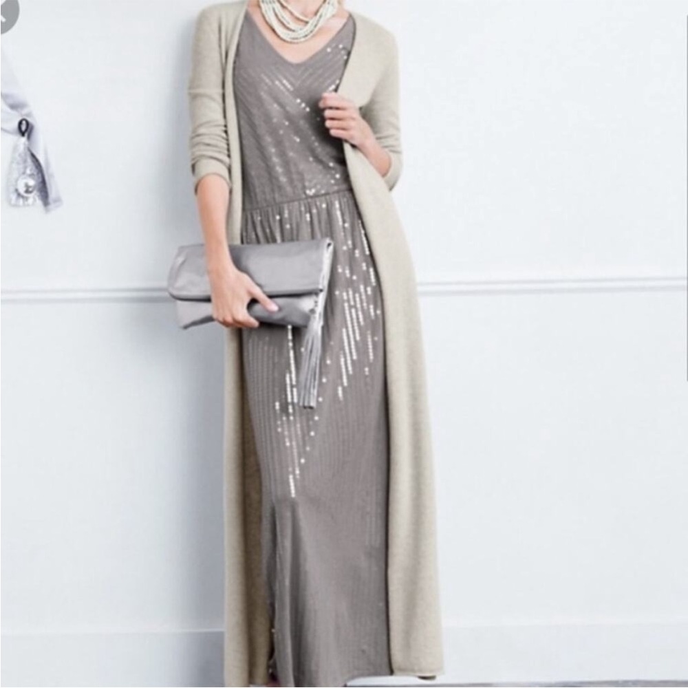 Garnet Hill Silver Sequin Maxi Dress - Picture 10 of 10